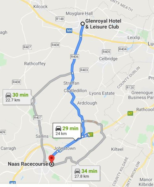 Map to Naas Racecourse