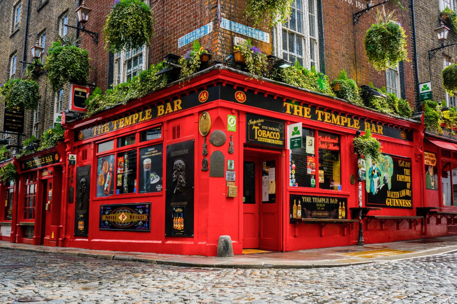 Temple Bar exterior Dublin Ireland - Glenroyal Hotel